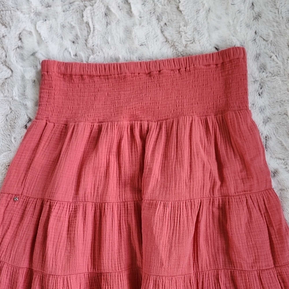 DKNY Coral Maxi Tiered Skirt With Smocked Waist NEW - Picture 5 of 13